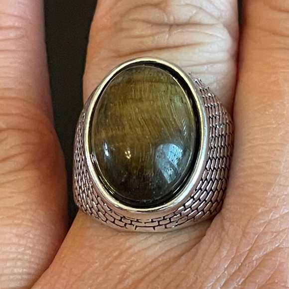 Oval tiger eye stone S925 silver ring size 9.5 - Picture 9 of 9
